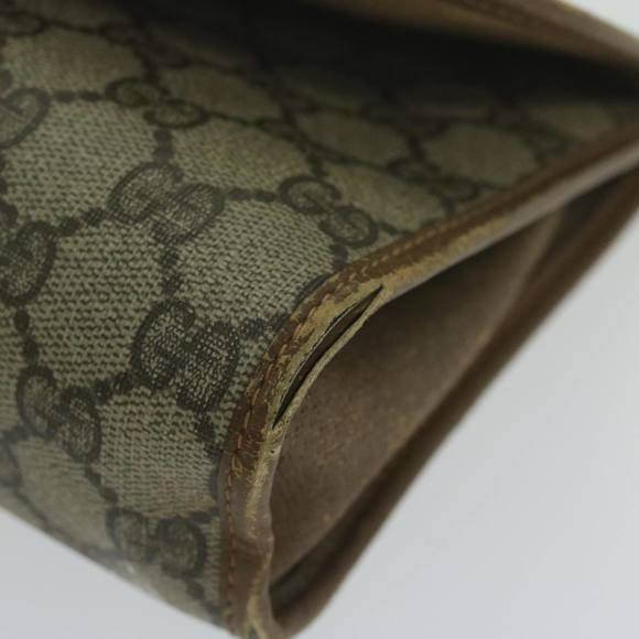 GUCCI GG Canvas Web Sherry Line Clutch Bag PVC Beige Green Red Auth 64005 - Picture 14 of 16